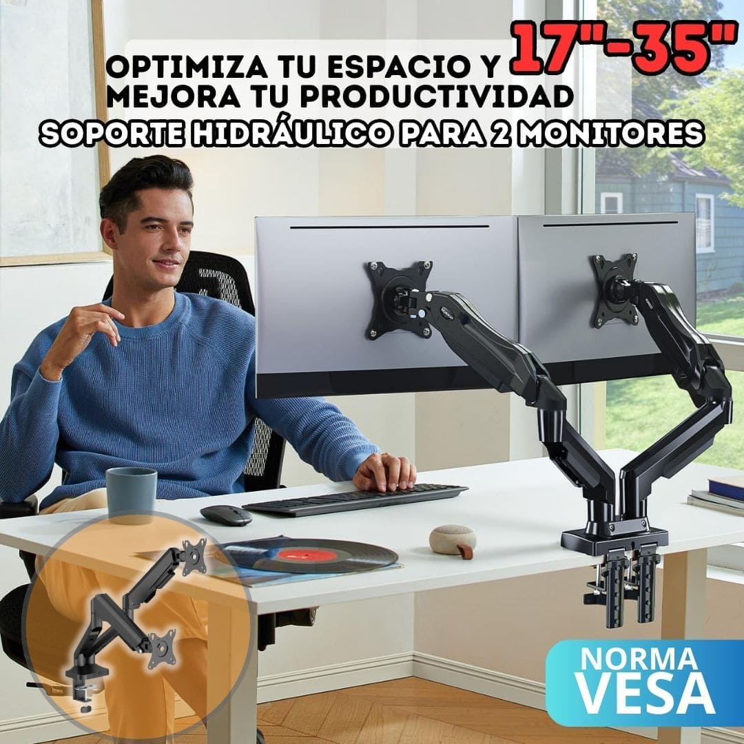 SOPORTE HIDRAULICO PARA 2 MONITORES